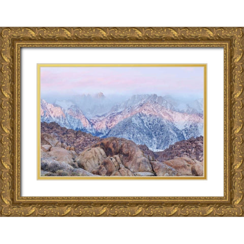 California, Lone Pine Sunrise on Mount Whitney Gold Ornate Wood Framed Art Print with Double Matting by Paulson, Don