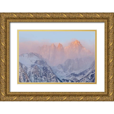 California, Lone Pine Sunrise on Mount Whitney Gold Ornate Wood Framed Art Print with Double Matting by Paulson, Don