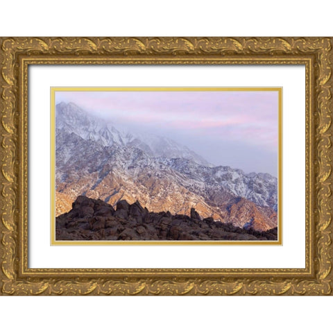 California, Lone Pine Sunrise on Sierra Mts Gold Ornate Wood Framed Art Print with Double Matting by Paulson, Don