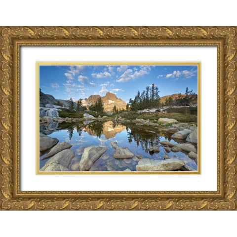 California, Inyo NF Rocky shore of Garnet Lake Gold Ornate Wood Framed Art Print with Double Matting by Paulson, Don