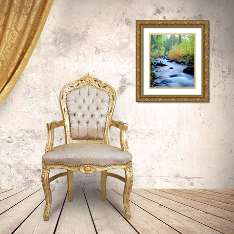 CA, Sierra Nevada, Autumn at Lee Vining Creek Gold Ornate Wood Framed Art Print with Double Matting by Talbot Frank, Christopher
