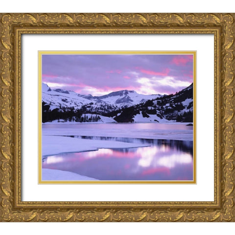 California, Sierra Nevada, Ellery Lake at Sunset, Gold Ornate Wood Framed Art Print with Double Matting by Talbot Frank, Christopher
