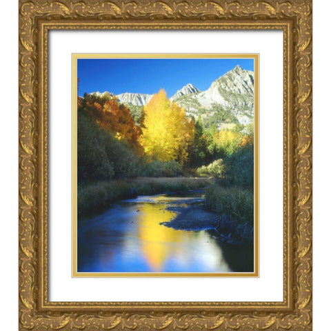 CA, Sierra Nevada Autumn along Bishop Creek Gold Ornate Wood Framed Art Print with Double Matting by Talbot Frank, Christopher