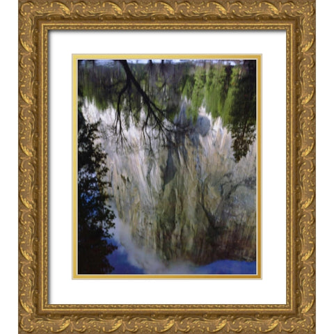CA, Yosemite El Capitan and the Merced River Gold Ornate Wood Framed Art Print with Double Matting by Talbot Frank, Christopher