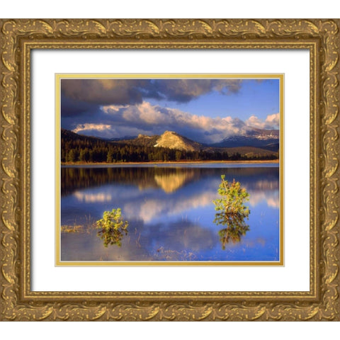 CA, Yosemite Lembert Dome and Tuolumne River Gold Ornate Wood Framed Art Print with Double Matting by Talbot Frank, Christopher