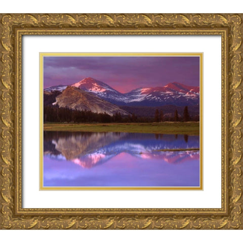 CA, Yosemite Lembert Dome and Tuolumne River Gold Ornate Wood Framed Art Print with Double Matting by Talbot Frank, Christopher