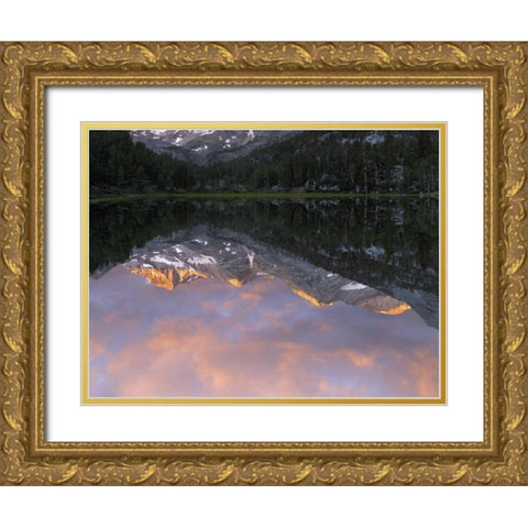 USA, California Marsh Lake at sunrise Gold Ornate Wood Framed Art Print with Double Matting by Flaherty, Dennis