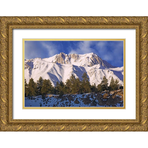 CA, Sierra Nevada Mt Morgan seen from a Road Gold Ornate Wood Framed Art Print with Double Matting by Flaherty, Dennis