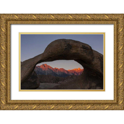 CA, Alabama Hills Mt Whitney from Mobius Arch Gold Ornate Wood Framed Art Print with Double Matting by Illg, Cathy and Gordon