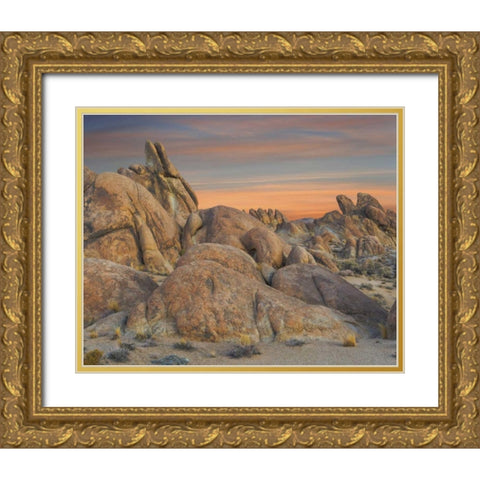 California Sunset in the Alabama Hills Gold Ornate Wood Framed Art Print with Double Matting by Paulson, Don