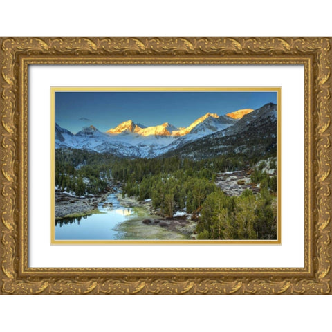 California, Sierra Nevada Mack Lake at sunrise Gold Ornate Wood Framed Art Print with Double Matting by Flaherty, Dennis