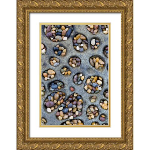 CA, Tafoni formation holes filled with pebbles Gold Ornate Wood Framed Art Print with Double Matting by Delisle, Gilles