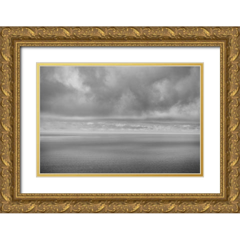 California-Big Sur Coast Storm clouds shade ocean  Gold Ornate Wood Framed Art Print with Double Matting by Jaynes Gallery