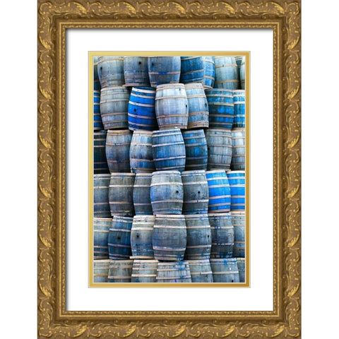 California San Luis Obispo Stacked wine barrels Gold Ornate Wood Framed Art Print with Double Matting by Jaynes Gallery