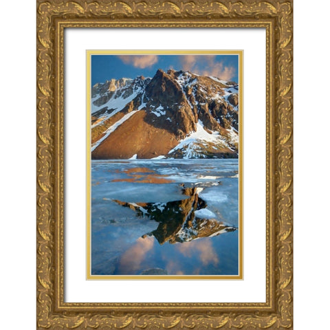 California Spring ice thaw at Ellery Lake Gold Ornate Wood Framed Art Print with Double Matting by Jaynes Gallery