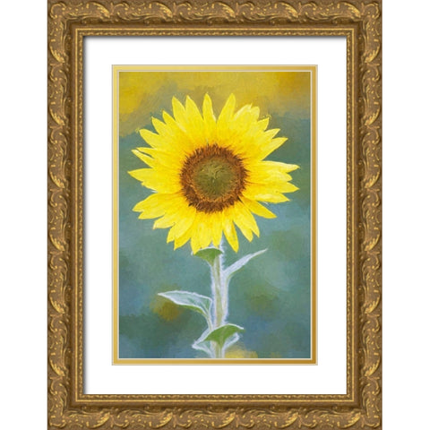 California Abstract of sunflower Gold Ornate Wood Framed Art Print with Double Matting by Jaynes Gallery