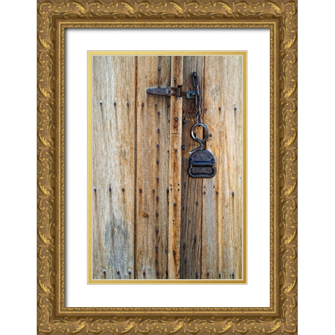 Usa-California Old latch and bolt-ghost town of Bodie Gold Ornate Wood Framed Art Print with Double Matting by Sederquist, Betty