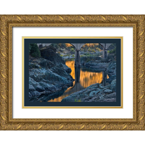Usa-California This old railroad bridge crossing the North Fork of the American River Gold Ornate Wood Framed Art Print with Double Matting by Sederquist, Betty