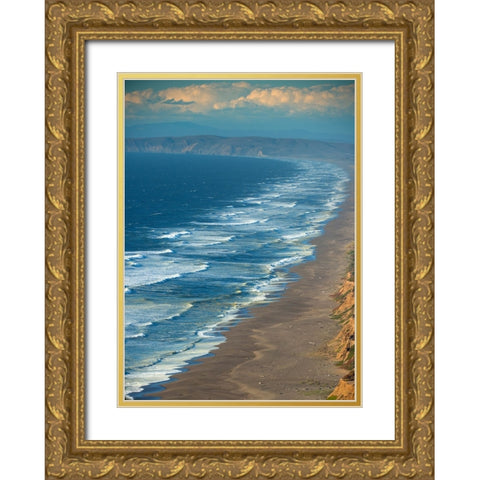 Usa-California Rough surf characterizes the Point Reyes coast Gold Ornate Wood Framed Art Print with Double Matting by Sederquist, Betty