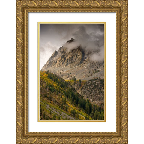 Usa-California-Sierra Nevada Mighty Peaks in the Lundy Lake area in fall Gold Ornate Wood Framed Art Print with Double Matting by Sederquist, Betty
