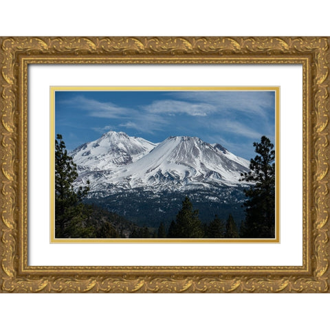 Glacier on Mt. Shasta has almost disappeared. Gold Ornate Wood Framed Art Print with Double Matting by Sederquist, Betty