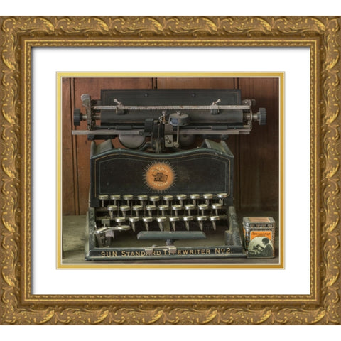 Antique typewriter Gold Ornate Wood Framed Art Print with Double Matting by Sederquist, Betty