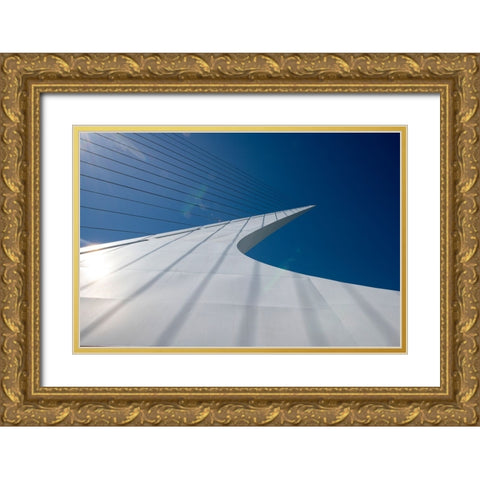 Graceful Sundial Bridge spanning the Sacramento River in Redding. Gold Ornate Wood Framed Art Print with Double Matting by Sederquist, Betty