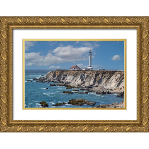 Point Arena Lighthouse a northern California landmark. Gold Ornate Wood Framed Art Print with Double Matting by Sederquist, Betty
