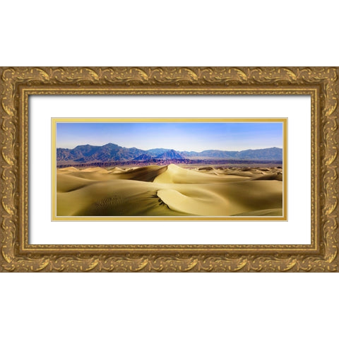 Death Valley Sand Dunes at Mesquite Flats. Gold Ornate Wood Framed Art Print with Double Matting by Muir, Janet