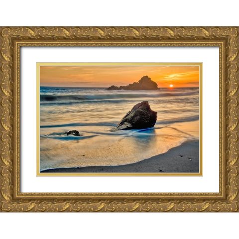 Pfeiffer Beach-Big Sur-California Gold Ornate Wood Framed Art Print with Double Matting by Ford, John