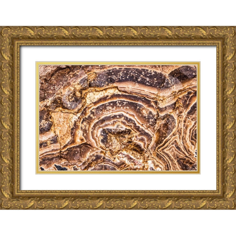 Marble Abstract-Titus Canyon-Death Valley Gold Ornate Wood Framed Art Print with Double Matting by Ford, John