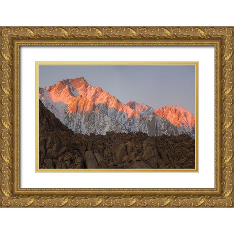 California Lone Pine-Alabama Hills with the eastern Sierra Nevada-Lone Pine Peak Gold Ornate Wood Framed Art Print with Double Matting by Wild, Jamie and Judy