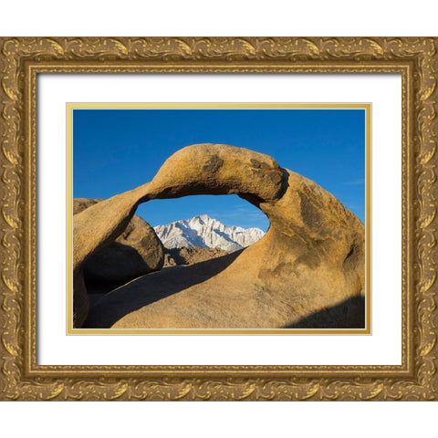 California Lone Pine-Alabama Hills-Mobius Arch and Lone Pine Peak Gold Ornate Wood Framed Art Print with Double Matting by Wild, Jamie and Judy