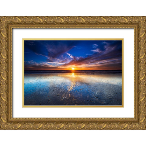 Sunset over the Channel Islands-Ventura-California-USA Gold Ornate Wood Framed Art Print with Double Matting by Bishop, Russ