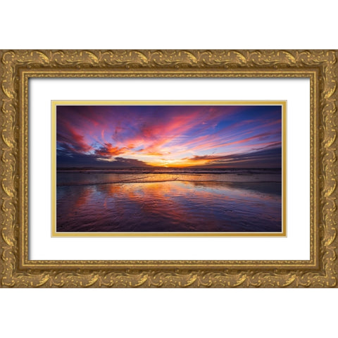 Sunset over the Channel Islands-Ventura-California-USA Gold Ornate Wood Framed Art Print with Double Matting by Bishop, Russ