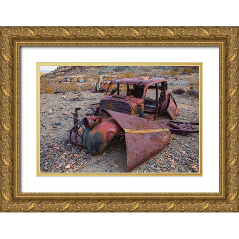 Brooklyn Mine Road- Old Dale Mining District- Mojave Desert- California Gold Ornate Wood Framed Art Print with Double Matting by Muench, Zandria