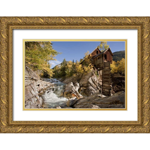 CO, Gunnison NF The landmark Crystal Mill Gold Ornate Wood Framed Art Print with Double Matting by Grall, Don