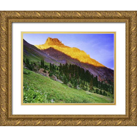 USA, Colorado Sunset on Yankee Boy Basin Gold Ornate Wood Framed Art Print with Double Matting by Flaherty, Dennis