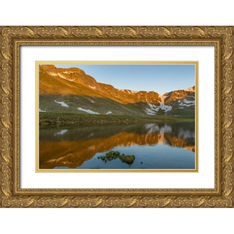 CO, Mt Evans Summit Lake reflection at sunrise Gold Ornate Wood Framed Art Print with Double Matting by Illg, Cathy and Gordon