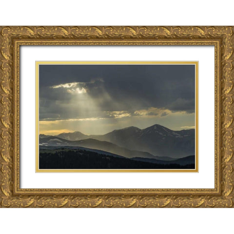 CO, Mt Evans Landscape of rain and God rays Gold Ornate Wood Framed Art Print with Double Matting by Illg, Cathy and Gordon