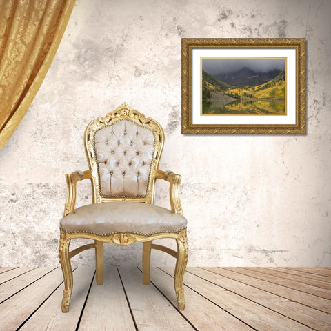 CO Autumn clouds on Maroon Bells mountains Gold Ornate Wood Framed Art Print with Double Matting by Grall, Don