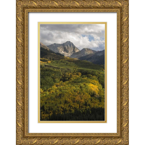 USA, Colorado Sunset on Capitol Peak and valley Gold Ornate Wood Framed Art Print with Double Matting by Grall, Don