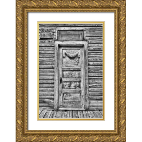 Colorado, St Elmo Weathered door in building Gold Ornate Wood Framed Art Print with Double Matting by Flaherty, Dennis