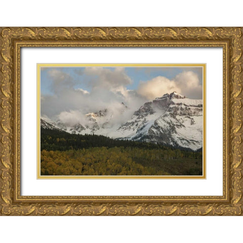 CO, Sneffels Range Cloud over mountain landscape Gold Ornate Wood Framed Art Print with Double Matting by Grall, Don