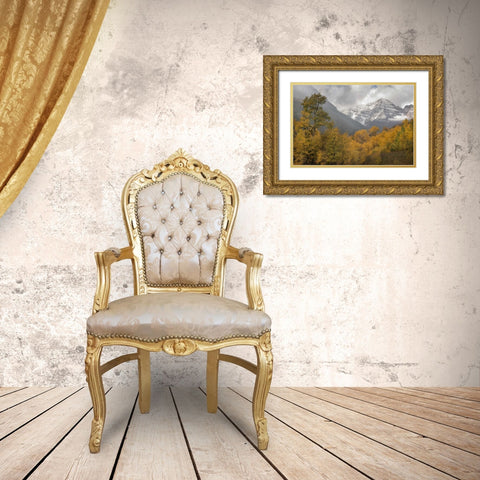 CO Autumn sunrise on Maroon Bells mountains Gold Ornate Wood Framed Art Print with Double Matting by Grall, Don