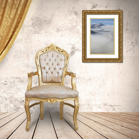 CO, Clouds fill the valleys below Pikes Peak Gold Ornate Wood Framed Art Print with Double Matting by Grall, Don