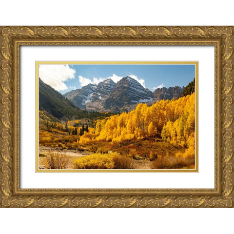 Maroon Bells-Snowmass Wilderness in Aspen-Colorado in autumn Gold Ornate Wood Framed Art Print with Double Matting by Ostrowitz, Mallorie