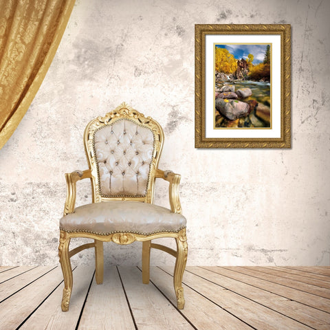 Fall at the Crystal Mill near Marble-Colorado in the Rocky Mountains Gold Ornate Wood Framed Art Print with Double Matting by SMO