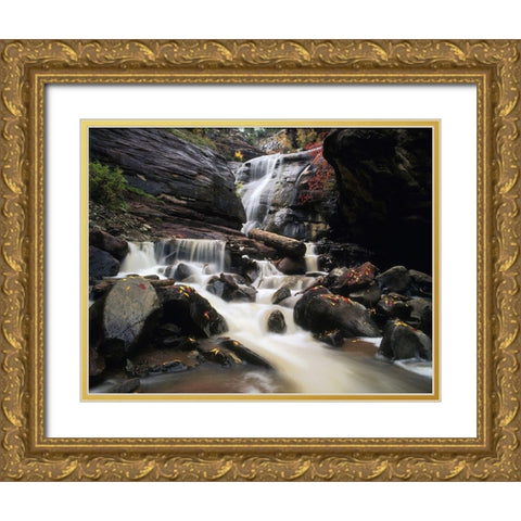 Hayes Creek Falls in Colorado Rocky Mountains near Redstone Gold Ornate Wood Framed Art Print with Double Matting by SMO