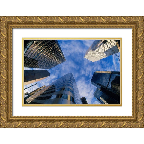 Looking up into Denver-Colorado skyline Gold Ornate Wood Framed Art Print with Double Matting by SMO